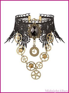 Gothic Steampunk Teardrop Lace Choker Necklace Vintage Jewelry